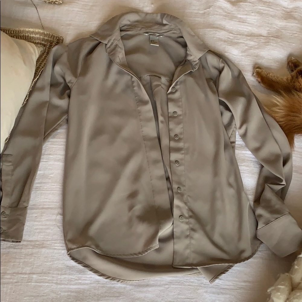 Gray Button Down Blouse - image 2